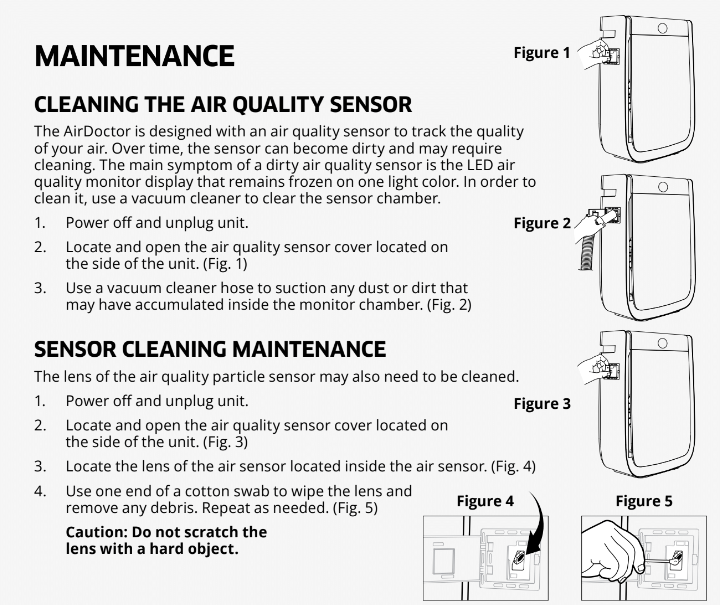 Cleaning the air quality sensor AirDoctor